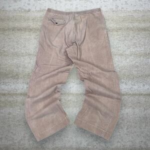 Vintage Y2K Corduroy Pants 36x30 Baggy Fit Wheat Tan Flat Front Trousers Elastic